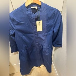 Royal blue NEW Tuckernuck Button Classic Long Sleeve Mini Shirt Dress Small